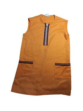 Vintage 70s Girls 7 1970s Sears Perma-Prest Dayglo Orange Sleeveless House Dress